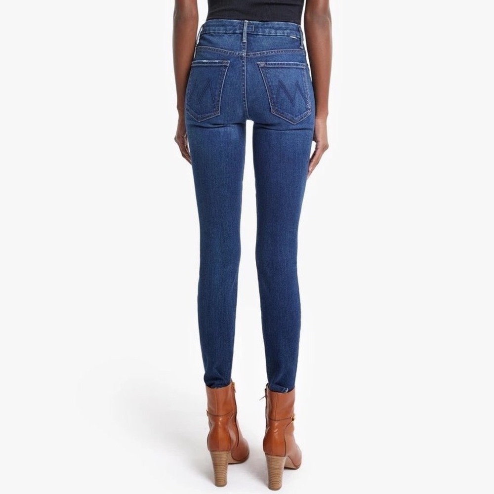 Mother High-Waisted Looker Jeans Flowers From The Storm Dark Blue Skinny Size 28